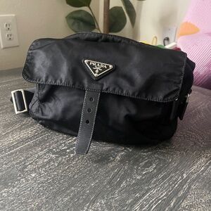 Prada Enameled Metal Triangle Shoulder Bag